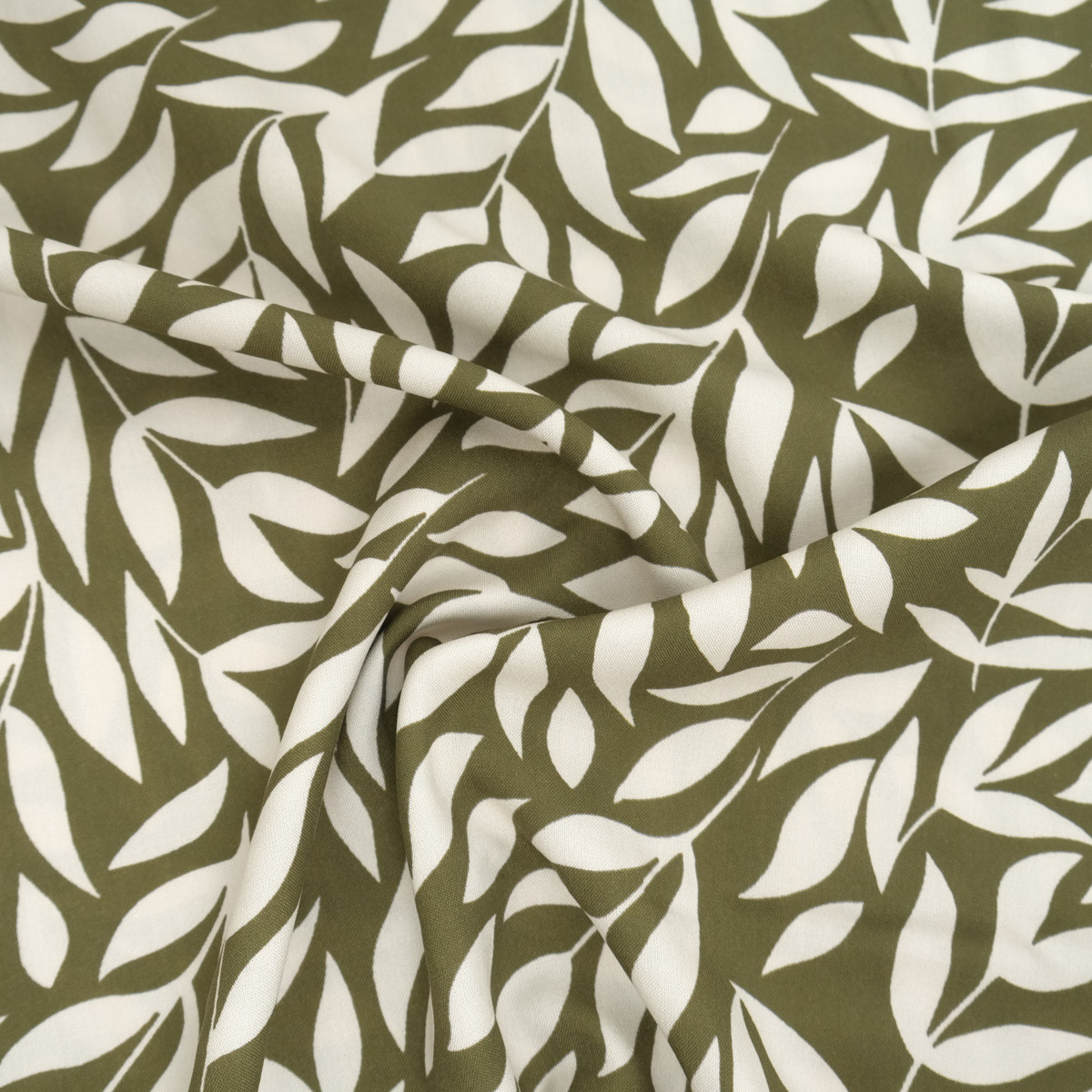 Manon Khaki Ecru Printed Viscose Poplin - Maison Klem